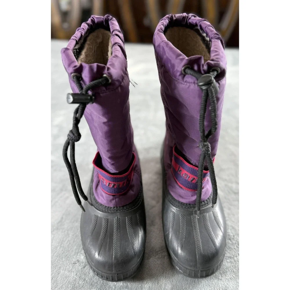 Kamik Snow Boots Youth‎ Size 4 Purple Black Waterproof Insulated Drawstring